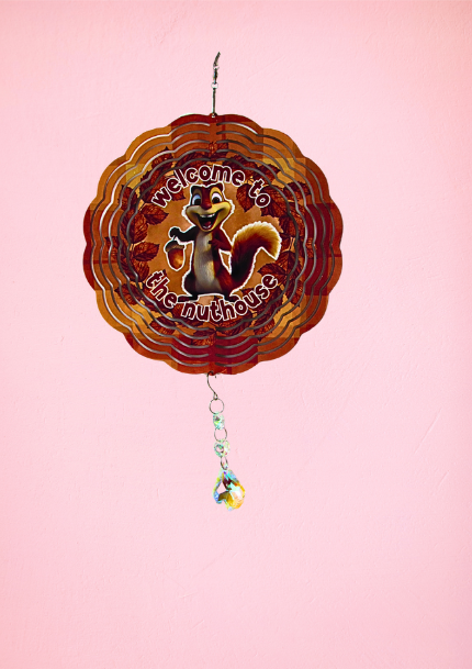8 inch Sublimated Wind Spinner Squirrel
