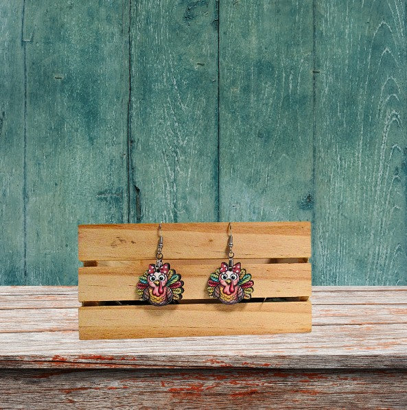Turkey with Bow Shaped Sublimated Earrings 1 inch