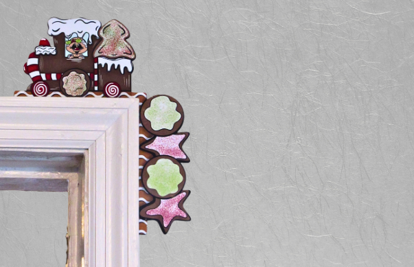Gingerbread Train Shaped Sublimated Corner Sitter