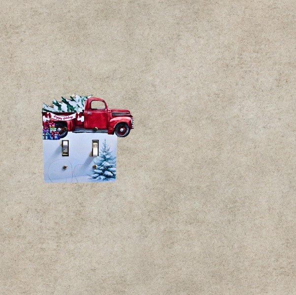 Truck with Tree Shaped Sublimated Double Light Switch Cover
