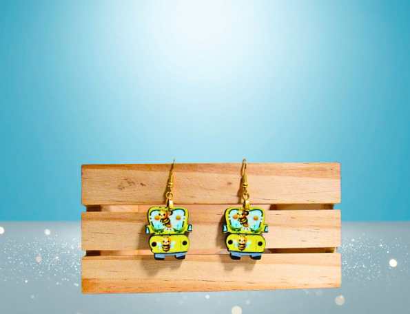 MDF-Truck Shaped Sublimated Earring 1 inch