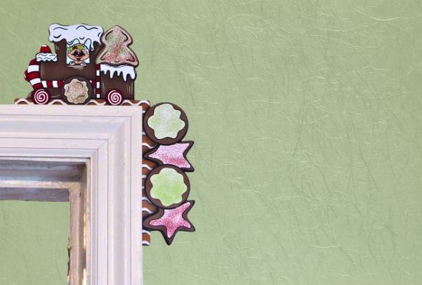 Gingerbread Train Shaped Sublimated Corner Sitter