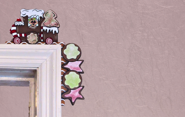 Gingerbread Train Shaped Sublimated Corner Sitter