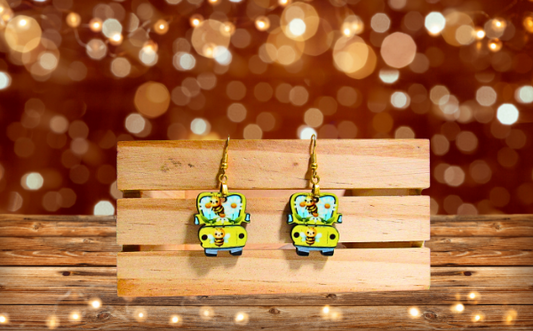 MDF-Truck Shaped Sublimated Earring 1 inch