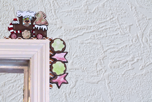 Gingerbread Train Shaped Sublimated Corner Sitter