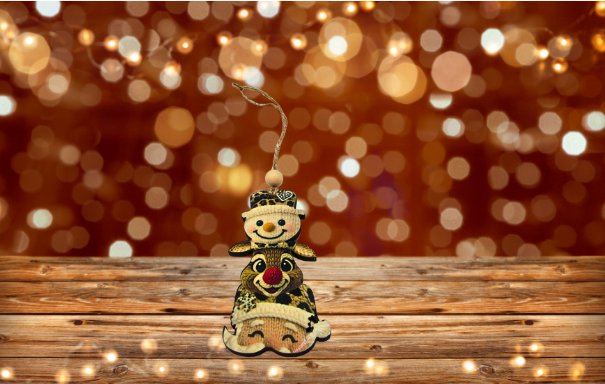 MDF- Christmas Trio Shaped Sublimated Ornament Knit Look
