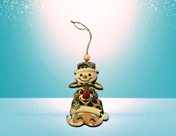 MDF- Christmas Trio Shaped Sublimated Ornament Knit Look