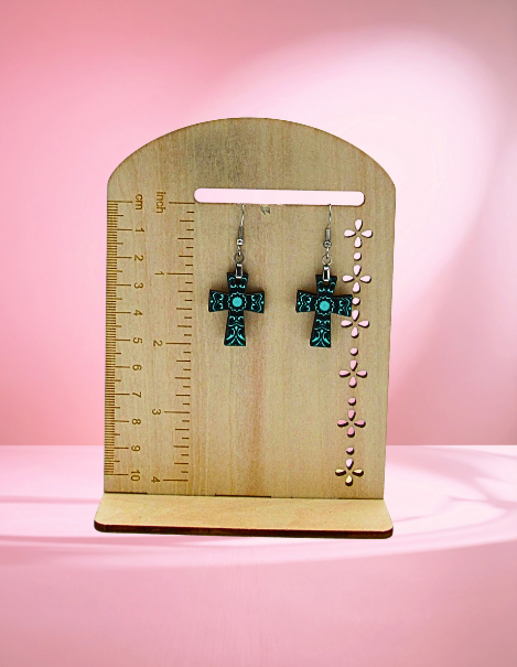 MDF-Cross Shaped Sublimated Earrings 1 inch