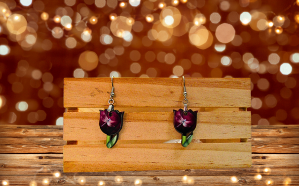 MDF-Tulip Shaped Sublimated Earrings 1 inch