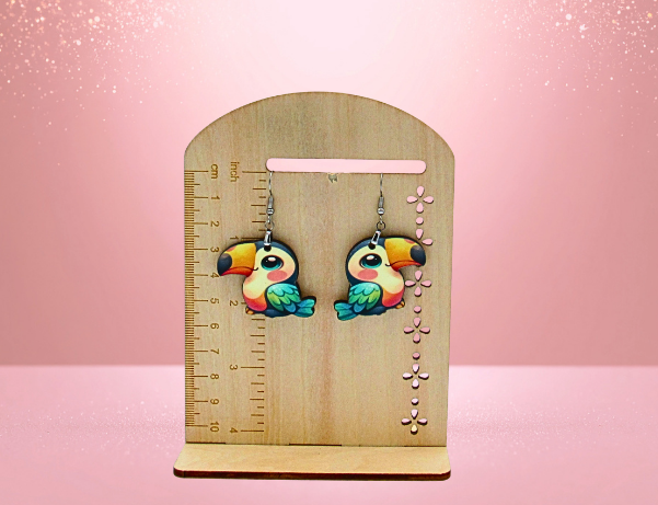 MDF- Toucan Shaped Sublimated Earrings 1.5 inch
