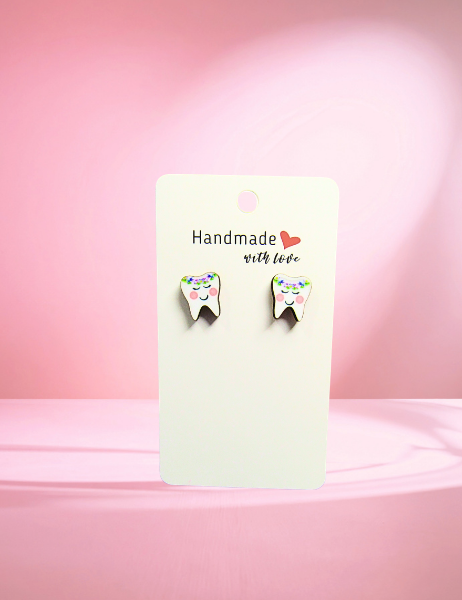 MDF-Tooth Shaped Sublimated Stud Earrings