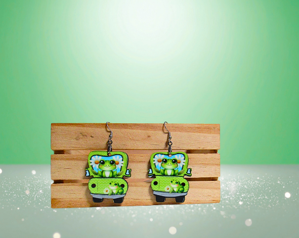 MDF-Truck Shaped Sublimated Earrings 1.5 inch