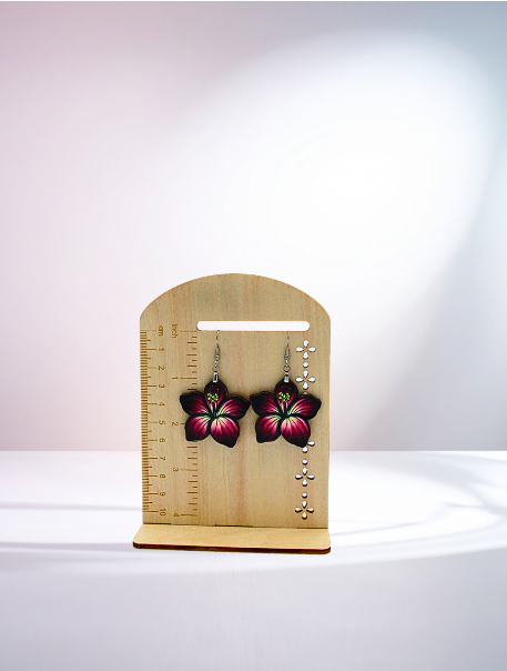 MDF-Tropical Flower Shaped Sublimated Earrings 1.5 inch