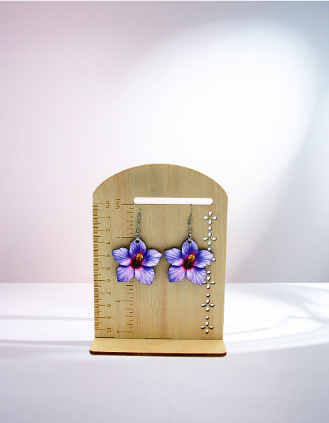 MDF-Tropical Flower Shaped Sublimated Earrings 1.5 inch