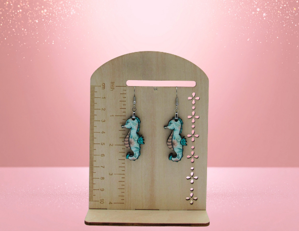 MDF-Seahorse Shaped Sublimated Earrings 1.5 inch
