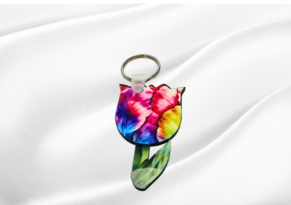 MDF- Tulip Shaped Sublimated Keychain