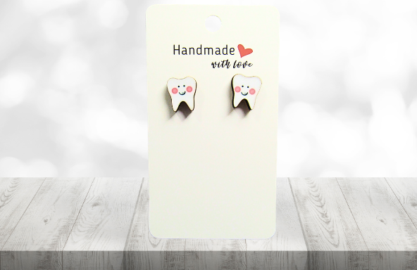 MDF-Tooth Shaped Sublimated Stud Earrings