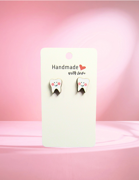 MDF-Tooth Shaped Sublimated Stud Earrings