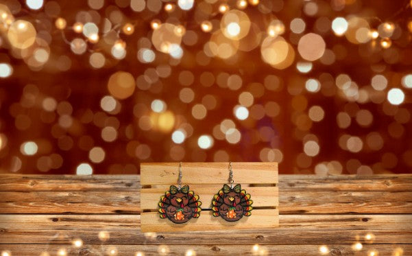 Turkey with Bow Shaped Sublimated Earrings 1.5 inch