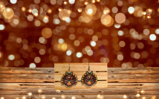 Turkey with Bow Shaped Sublimated Earrings 1.5 inch