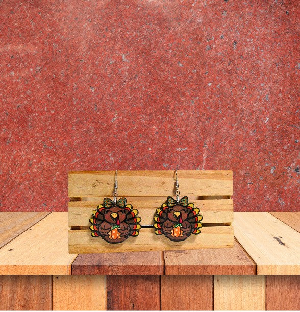 Turkey with Bow Shaped Sublimated Earrings 1.5 inch