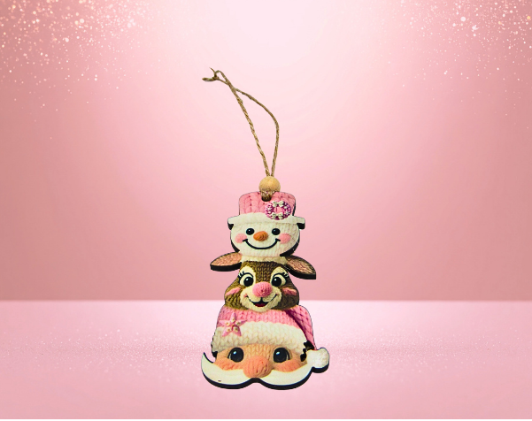 MDF- Christmas Trio Shaped Sublimated Ornament Knit Look