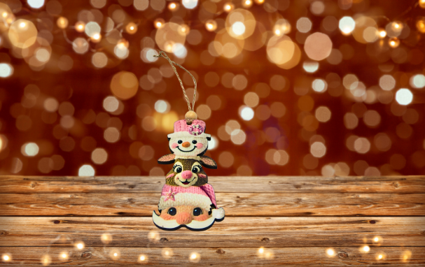 MDF- Christmas Trio Shaped Sublimated Ornament Knit Look