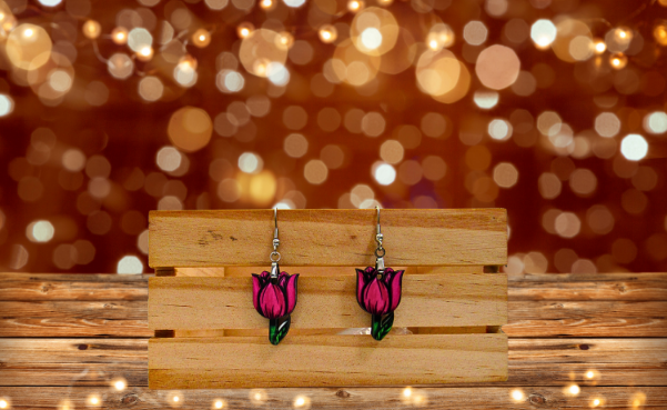 MDF-Tulip Shaped Sublimated Earrings 1 inch