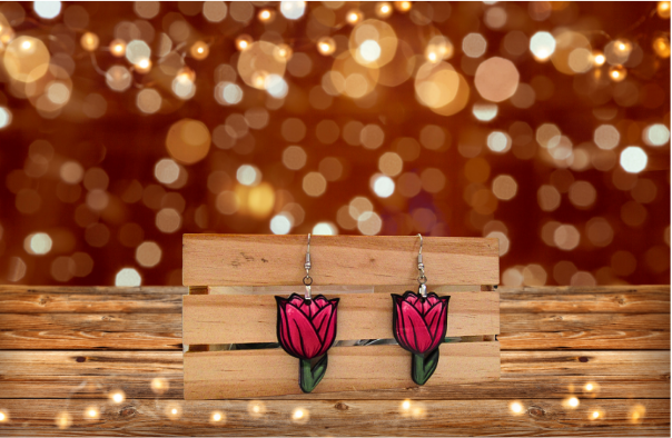 MDF-Tulip Shaped Sublimated Earrings 1.5 inch