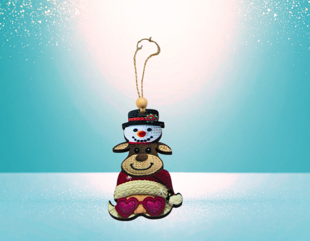 MDF- Christmas Trio Shaped Sublimated Ornament Knit Look
