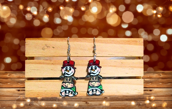 MDF- Christmas Trio Shaped Sublimated Earrings 1.5 inch