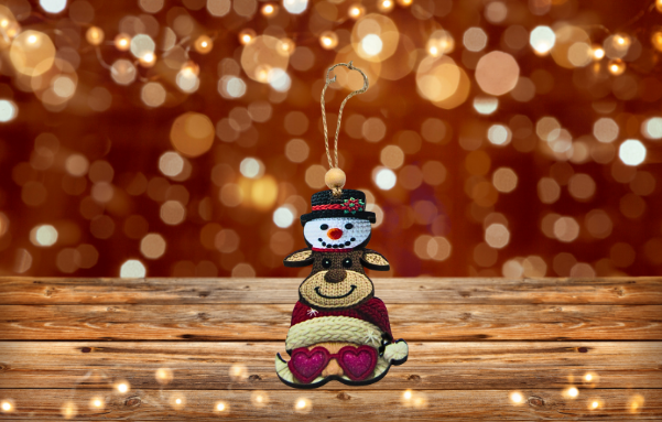 MDF- Christmas Trio Shaped Sublimated Ornament Knit Look