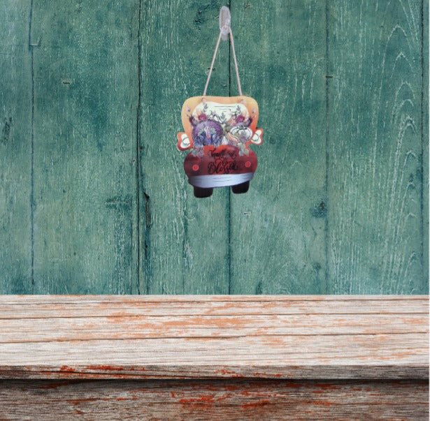 Truck Shaped Sublimated Door Hanger