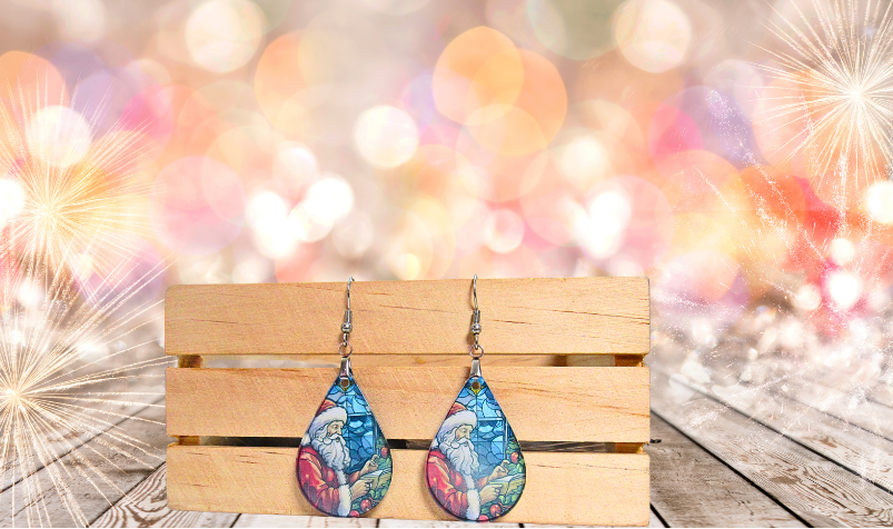 Acrylic Teardrop Shaped Sublimated Earrings 1.5 inch
