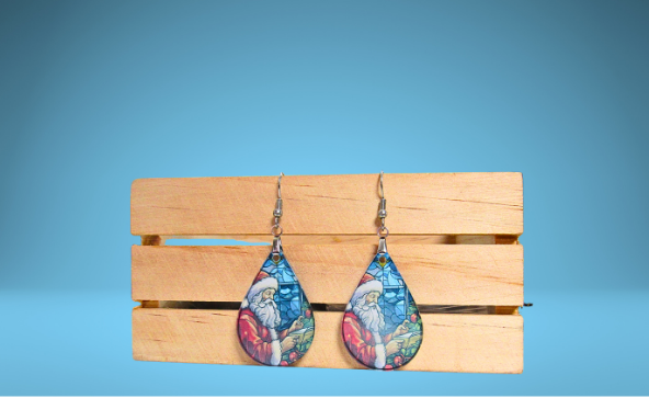 Acrylic Teardrop Shaped Sublimated Earrings 1.5 inch
