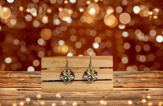 Turkey with Bow Shaped Sublimated Earrings 1 inch