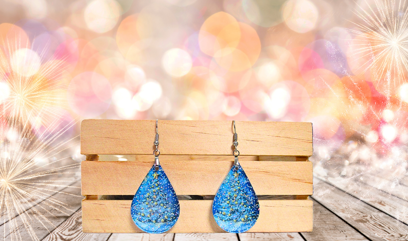 Glitter Acrylic Teardrop Shaped Sublimated Earrings 1.5 inch