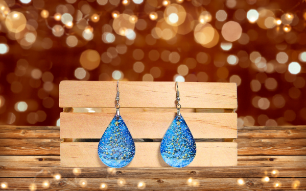 Glitter Acrylic Teardrop Shaped Sublimated Earrings 1.5 inch