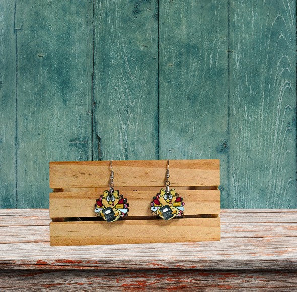 Turkey with Bow Shaped Sublimated Earrings 1 inch