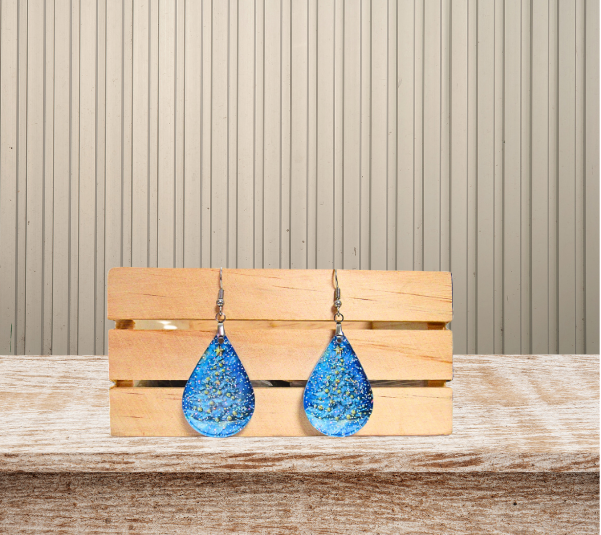 Glitter Acrylic Teardrop Shaped Sublimated Earrings 1.5 inch