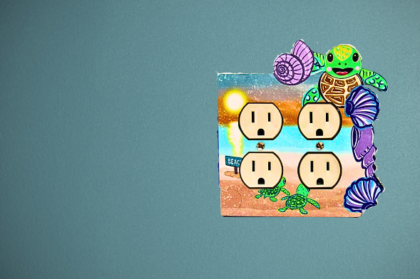 Turtle with shells Shaped Sublimated Double Outlet Cover