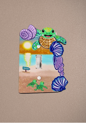 Turtle with shells Shaped Sublimated Light Switch Cover