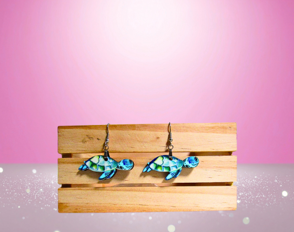 MDF-Turtle Shaped Sublimated Earrings 1.5 inch