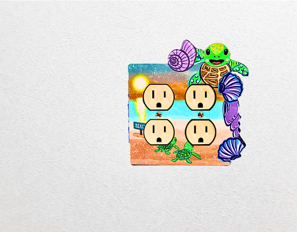 Turtle with shells Shaped Sublimated Double Outlet Cover