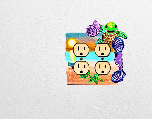 Turtle with shells Shaped Sublimated Double Outlet Cover