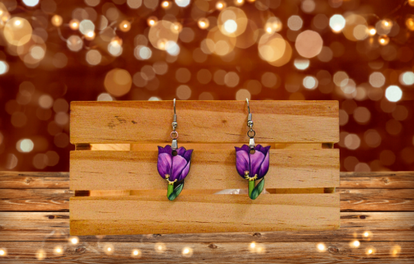 MDF-Tulip Shaped Sublimated Earrings 1 inch