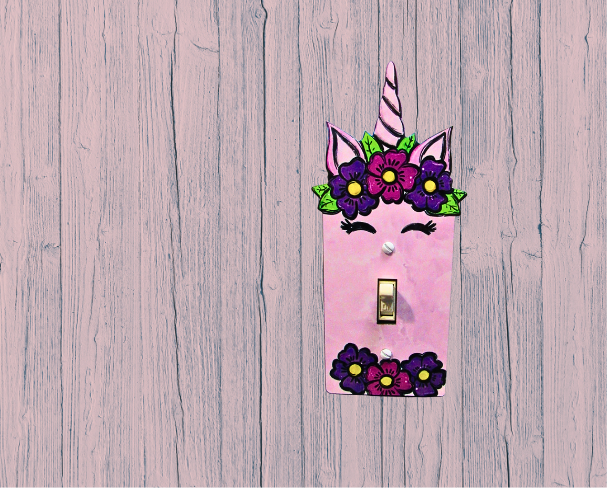 MDF- Unicorn Shaped Sublimated  Light Switch Plate Cover