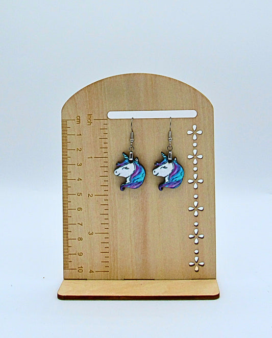 MDF- Unicorn Shaped Sublimated Earrings 1 inch
