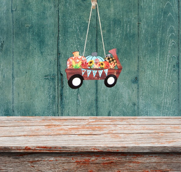 Wagon Shaped Sublimated Door Hanger