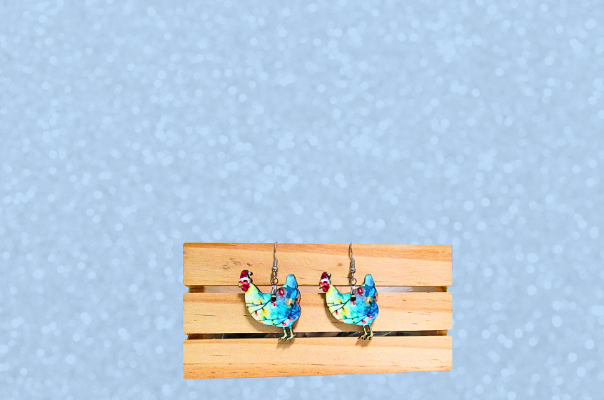 MDF-Santa Hat Chicken Sublimated Earrings 1.5 inch